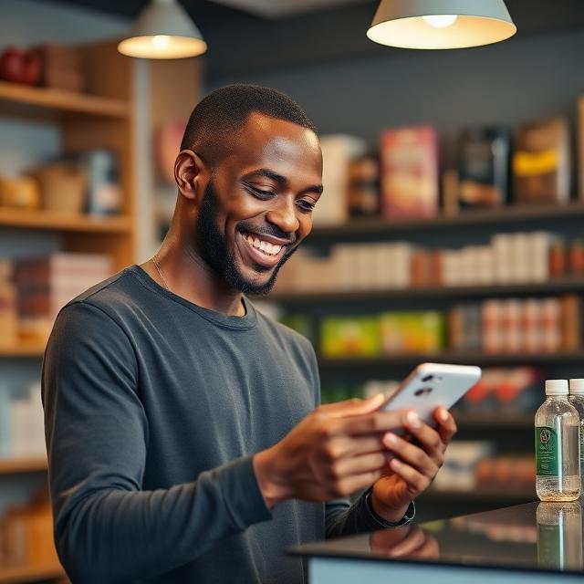 Shop owner using Udharu